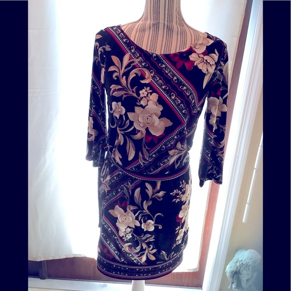 White House Black Market Dress with Flower Print size XS & 3/4 sleeves - Picture 7 of 11